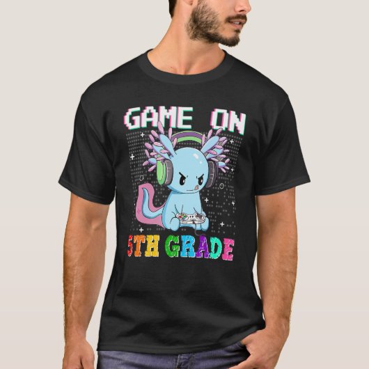 Axolotl Game On 5th Grade  Back To School Gamer Bo Tシャツ (正面)