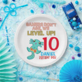 Axolotl Gamer誕生日Boyビデオゲームパーティー ペーパープレート (パーティー)