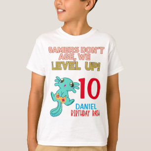 Axolotl Gamer誕生日Boyビデオゲームパーティー Tシャツ
