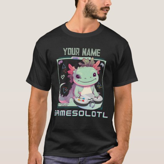 Axolotl Gamesolotlゲーミングおもしろい愛好家Tシャツ Tシャツ (正面)