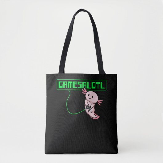 Axolotl Gaming Gamesalotlかわいい トートバッグ (正面)