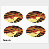 Axolotl Gold-Albino auf Schwarz 楕円形シール (シート)