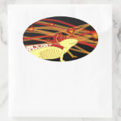 Axolotl Gold-Albino auf Schwarz 楕円形シール (バッグ)