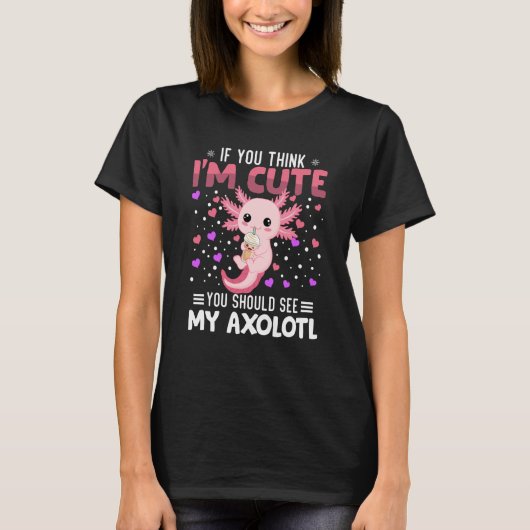 Axolotl Heart Valentine's Day Animal For Womens Ki Tシャツ (正面)