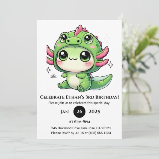 Axolotl in Dragon Hat Birthday 招待状 (スタンド正面)