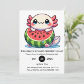 Axolotl in Watermelon Float Birthday 招待状 (スタンド正面)