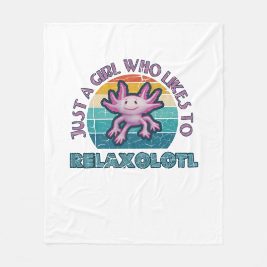 Axolotl Just a Girl want to Relaxolotl リラックス フリースブランケット (正面)