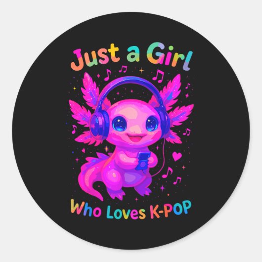 Axolotl Just A Girl Who Loves K-p  ラウンドシール (正面)