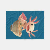 Axolotl Kawaii Eating Ramen Noodles Anime Japanese フリースブランケット (正面(横))