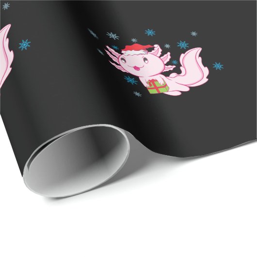Axolotl mit Geschenk vom Weihnachtsmann ラッピングペーパー (ロールコーナー)