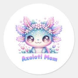 Axolotl Mom Cute Kawaii Axolotl Flower Crown Stick ラウンドシール