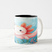 Axolotl Mug - Cute Underwater Salamander Gift ツートーンマグカップ (正面右)