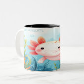 Axolotl Mug - Cute Underwater Salamander Gift ツートーンマグカップ (正面左)