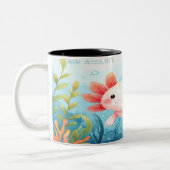 Axolotl Mug - Cute Underwater Salamander Gift ツートーンマグカップ (左)