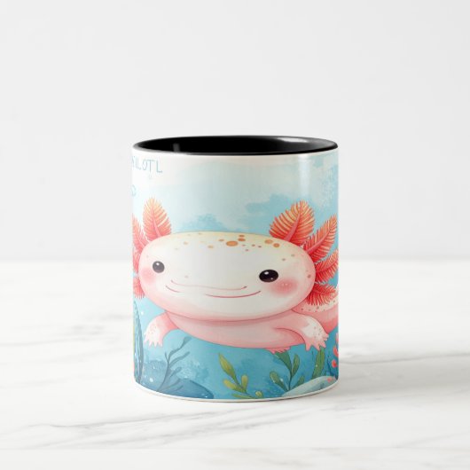 Axolotl Mug - Cute Underwater Salamander Gift ツートーンマグカップ (中央)