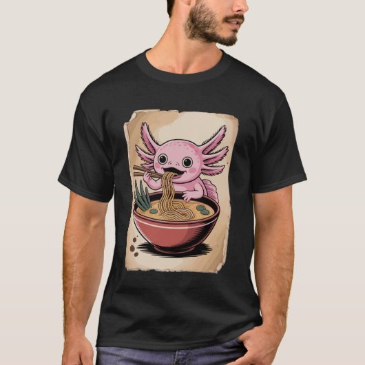 Axolotl Noodle Lover Kawaii Ramen Bowl Japanese An Tシャツ (正面)