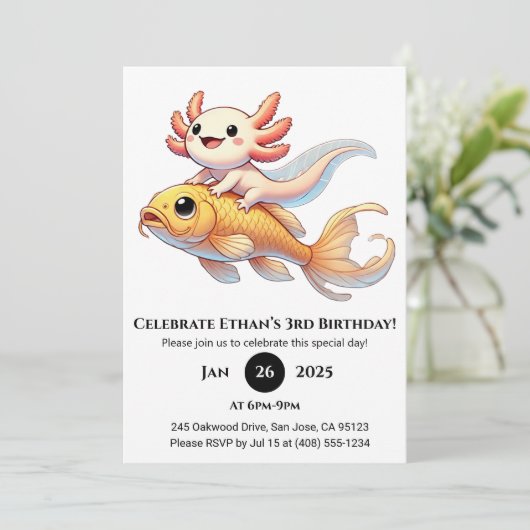 Axolotl on Koi Birthday 招待状 (スタンド正面)