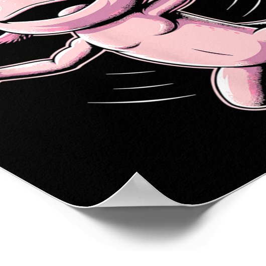 Axolotl Playing Badminton Player Shuttle Sport ポスター (角)