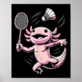 Axolotl Playing Badminton Player Shuttle Sport ポスター (正面)