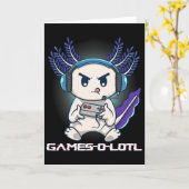 Axolotl Playing Console Video Games Gamesolotl Gam カード (黄色い花)