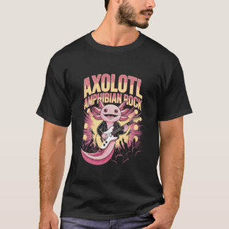 Axolotl Playing Guitar Cute Funny Guitarist Musici Tシャツ