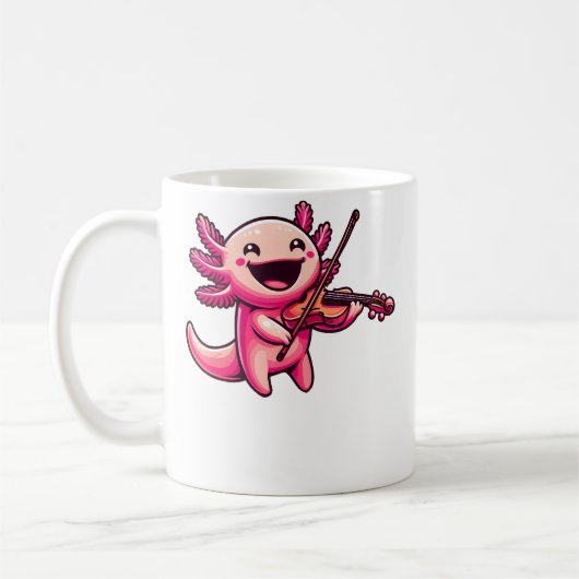Axolotl Playing Violin Axolotls Musician Music コーヒーマグカップ (左)