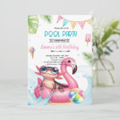 Axolotl Pool party theme invitation 招待状 (スタンド正面)