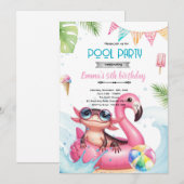 Axolotl Pool party theme invitation 招待状 (正面/裏面)