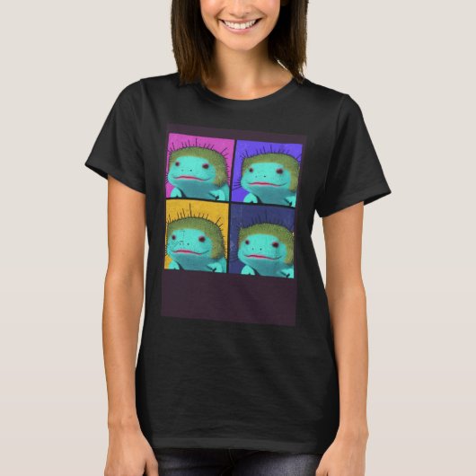 Axolotl Pop Illustration Colorful Animal Women Tシャツ (正面)