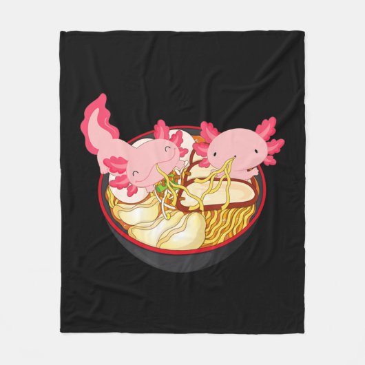 Axolotl Ramen Noodle Kawaii Japanese Anime Gift Te フリースブランケット (正面)