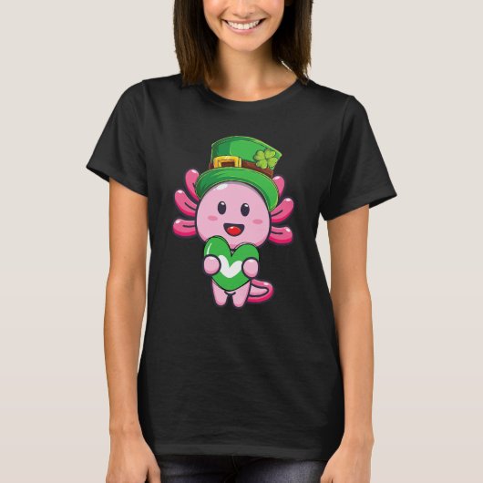 Axolotl Saint Patricks Day Boys Girls Axolotl St P Tシャツ (正面)