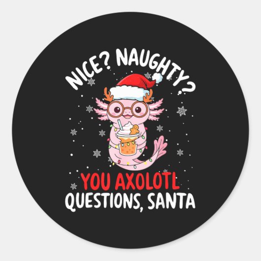 Axolotl Santa Hat Axolotl Questions Christmas Boys ラウンドシール (正面)