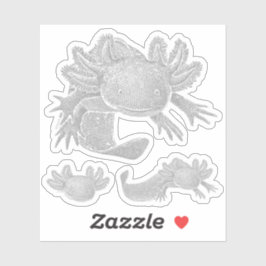 Axolotl Stickers - GRAY - 3 Pack シール
