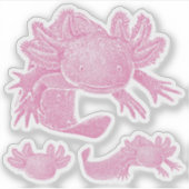 Axolotl Stickers - PINK - 3 Pack シール (正面)