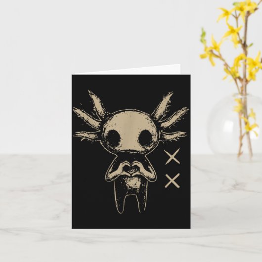Axolotl Still Emo Goth  カード (黄色い花)