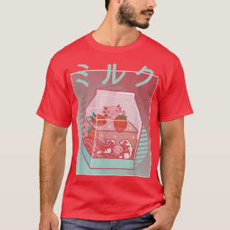 Axolotl Strawberry Milk cottage core Kawaii Japan  Tシャツ