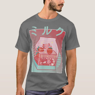 Axolotl Strawberry Milk cottage core Kawaii Japan  Tシャツ