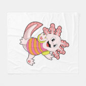 Axolotl Swimming フリースブランケット (正面(横))