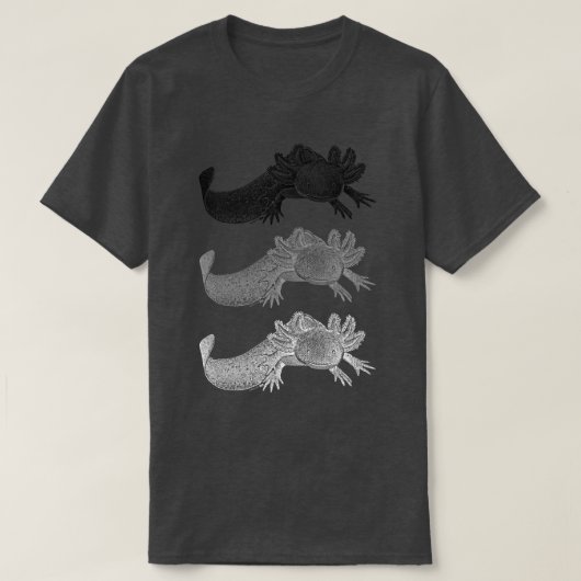 Axolotl T-Shirt - BLACK, GRAY and WHITE Tシャツ (デザイン正面)