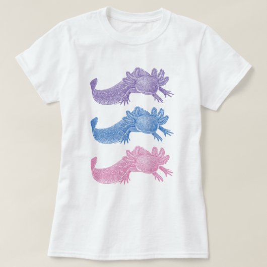 Axolotl T-Shirt - PURPLE, BLUE and PINK Tシャツ (デザイン正面)