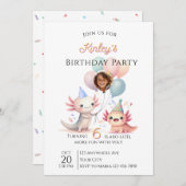 Axolotl-themed Birthday Invitation 招待状 (正面/裏面)