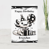 Axolotl Themed Birthday with Coloring Page カード (正面)