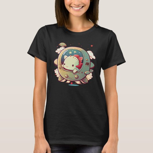 Axolotl UFOおもしろいエイリアン風変わりロルトウィメンズSci Fi Ge Tシャツ (正面)