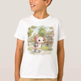 Axolotl with Backpack – Watercolor Kids’ Tシャツ