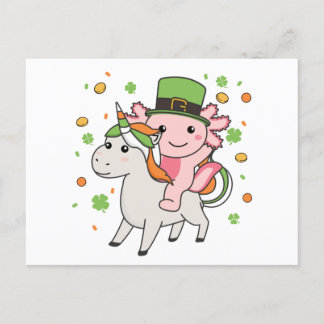 Axolotl With Unicorn St. Patrick's Day Ireland Pos ポストカード