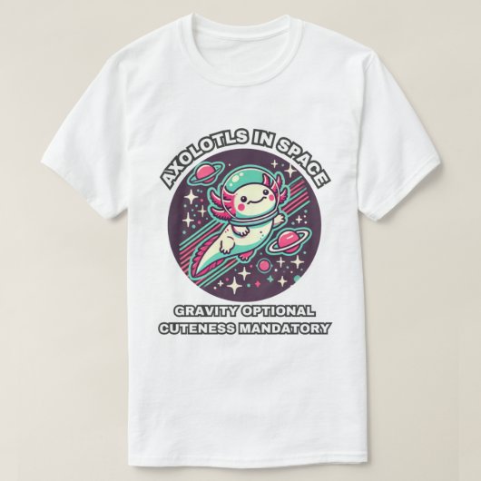 Axolotlsの宇宙：重力オプションの可憐Manda Tシャツ (デザイン正面)