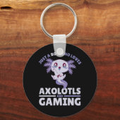 Axolotlsやゲームが大好きな少年 キーホルダー (正面)