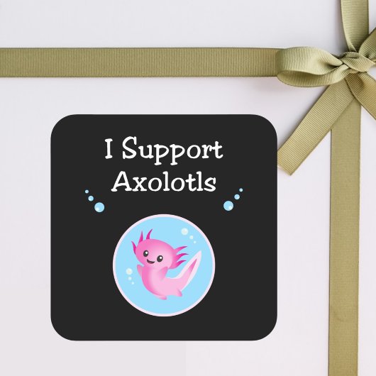Axolotlsダークカラー対応かわいいパープル スクエアシール