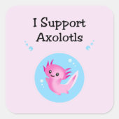 Axolotlsライトカラー対応かわいいパープル スクエアシール (正面)