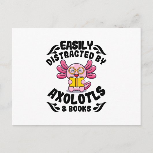 Axolotls & Books | Reading Pets Cute Axolotl Gifts ポストカード (正面)
